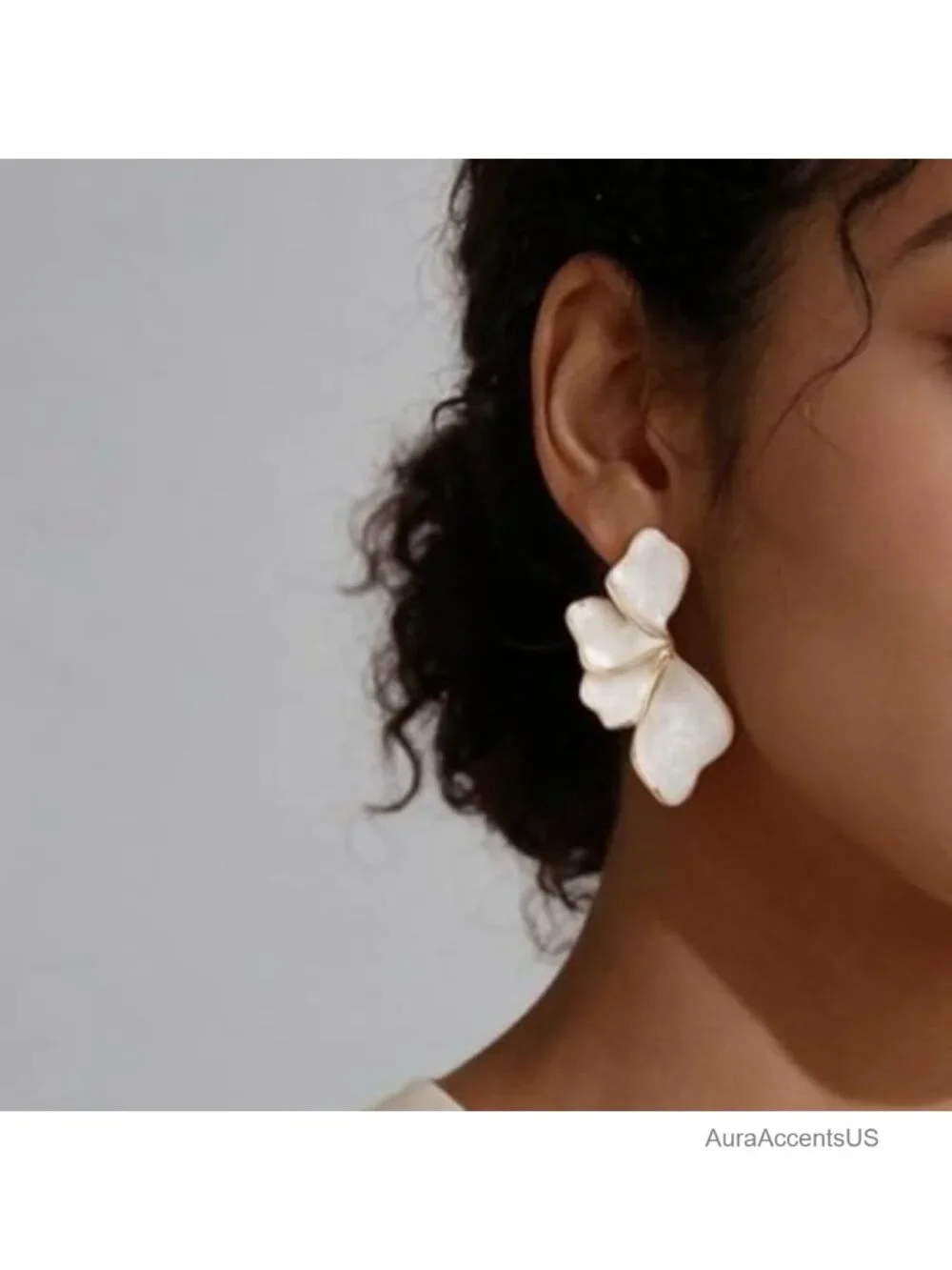 Large Gold Plated Flower Earrings for Women, Hypoallergenic Statement Floral